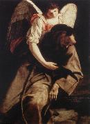 GENTILESCHI, Orazio St Francis and the Angel fdg oil